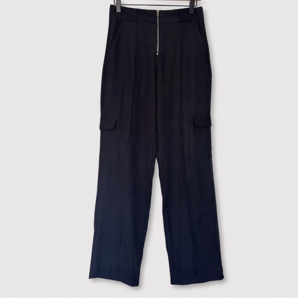 Forever 21 (Small) Black High Waist Straight Pleated Cargo Trouser Work Pants